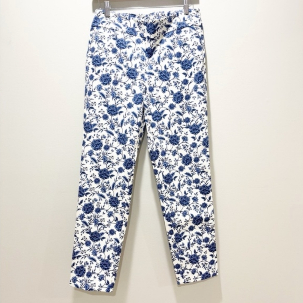 Talbots Chatham Blue White Floral Ankle Pants Size 6